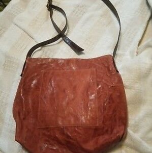 b may handbag bucket bag brown rumpled sheepskin s